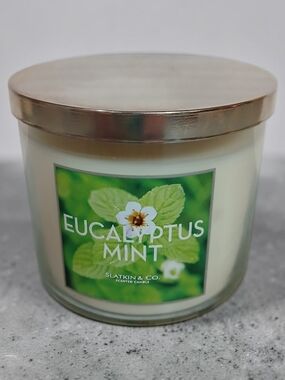 Slatkin & Co. Eucalyptus Mint Scented Candle — White